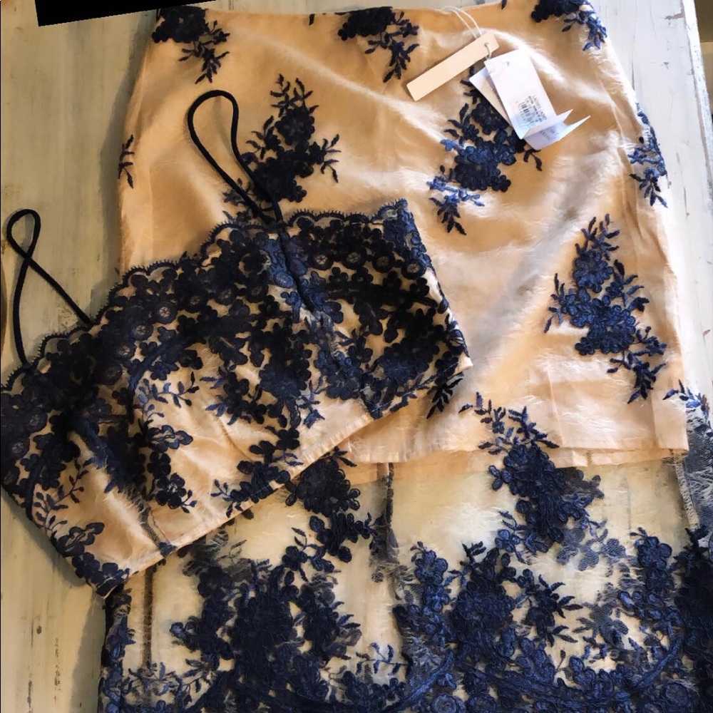 Lace and embroidered duo
